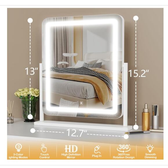 Vanity Mirror Lights 15.2" LED Smart Touch,Detachable 10X Magnify 360° Rotation - Picture 7 of 9